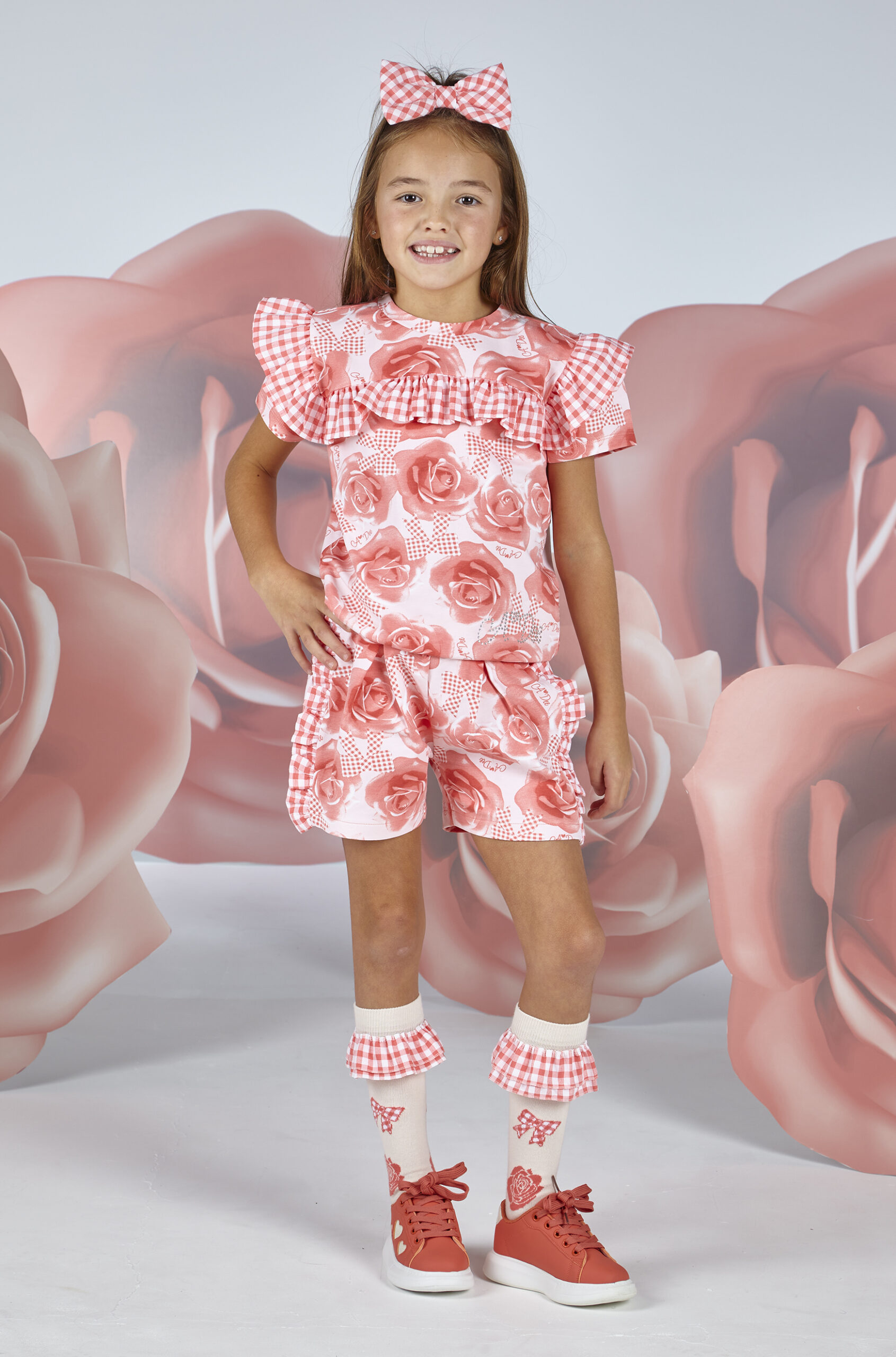 A’dee Yana korte broek en top met rozenprint model 1