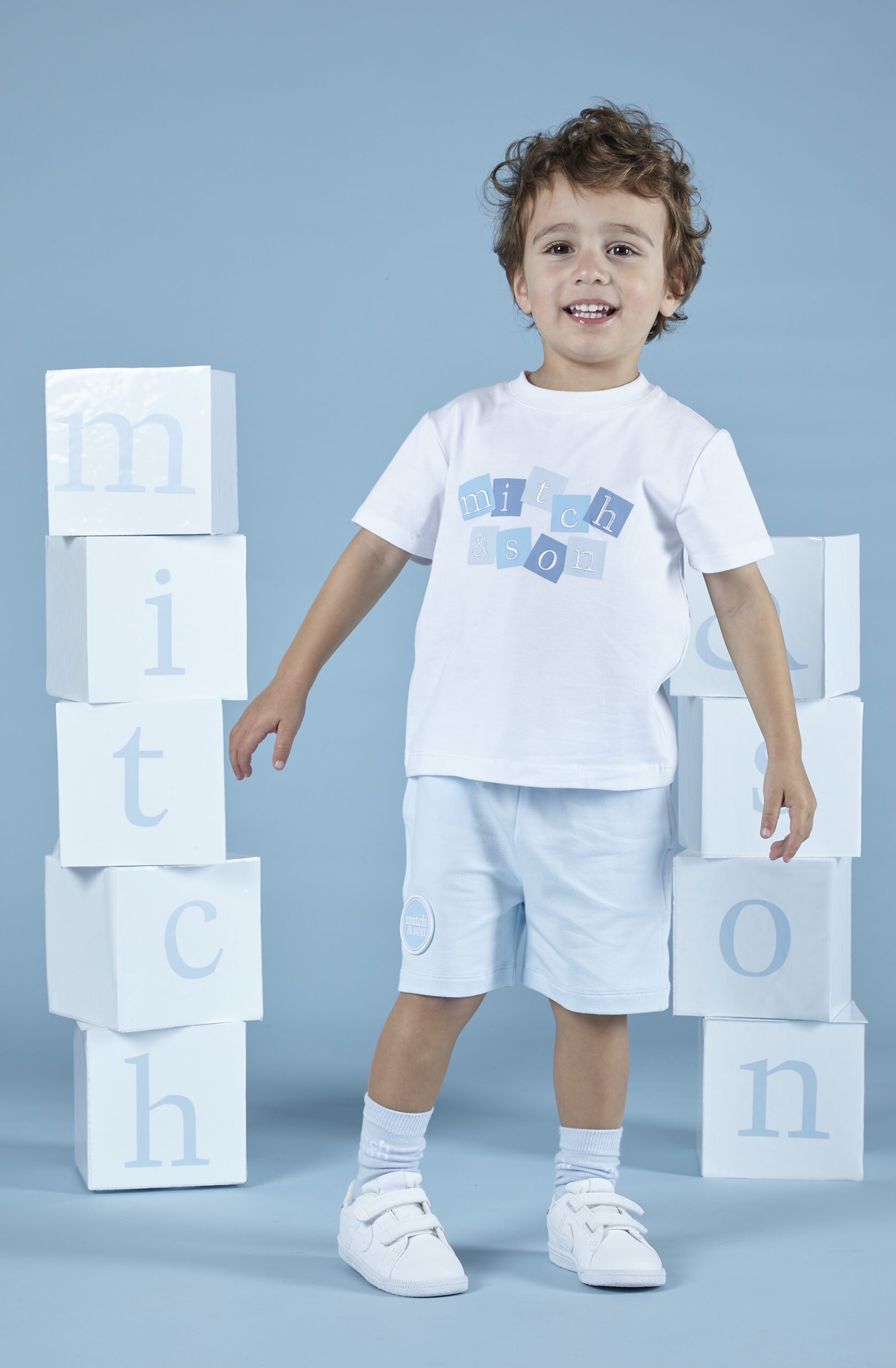 Mitch&Son Jack wit t-shirt met logo opdruk model 2
