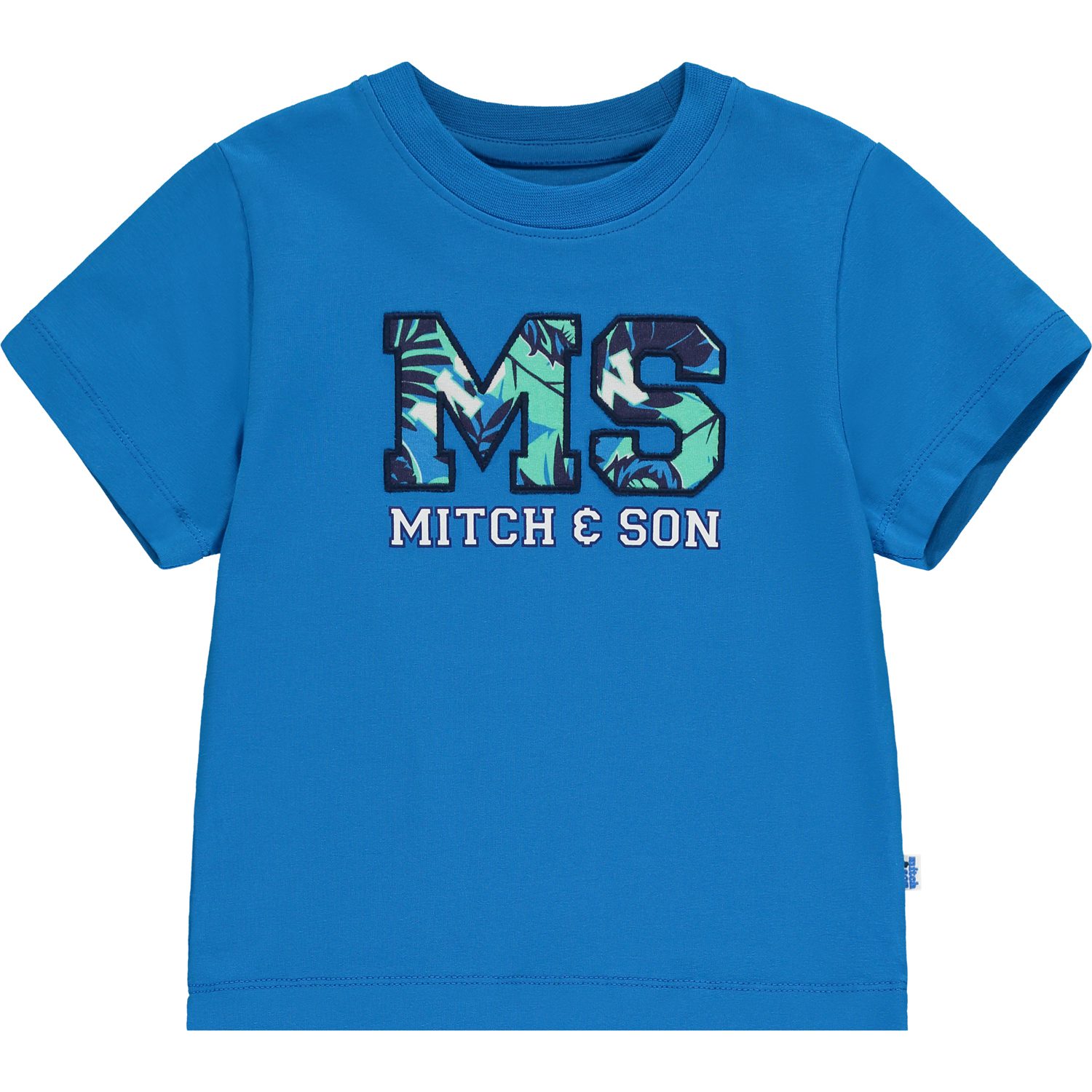 Mitch&Son Kian blauw setje korte broek en t-shirt met logo shirt
