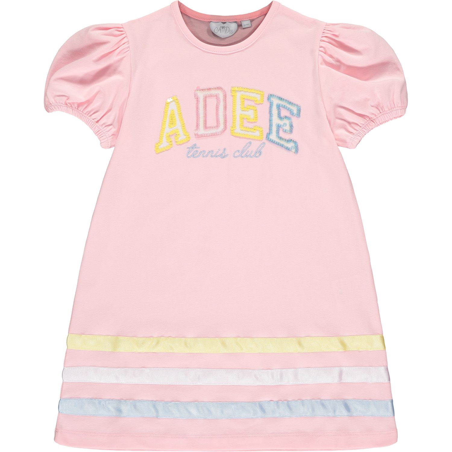 A’dee Voni roze jurk met logo voorkant