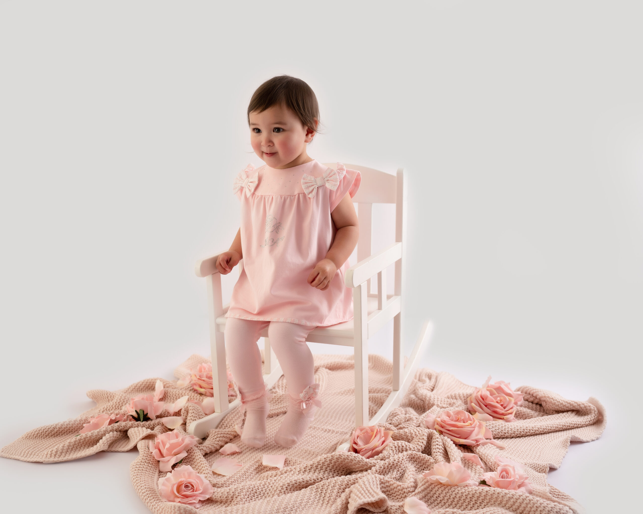 Little A by A’dee Gisele legging set rozen en strikjes model 1