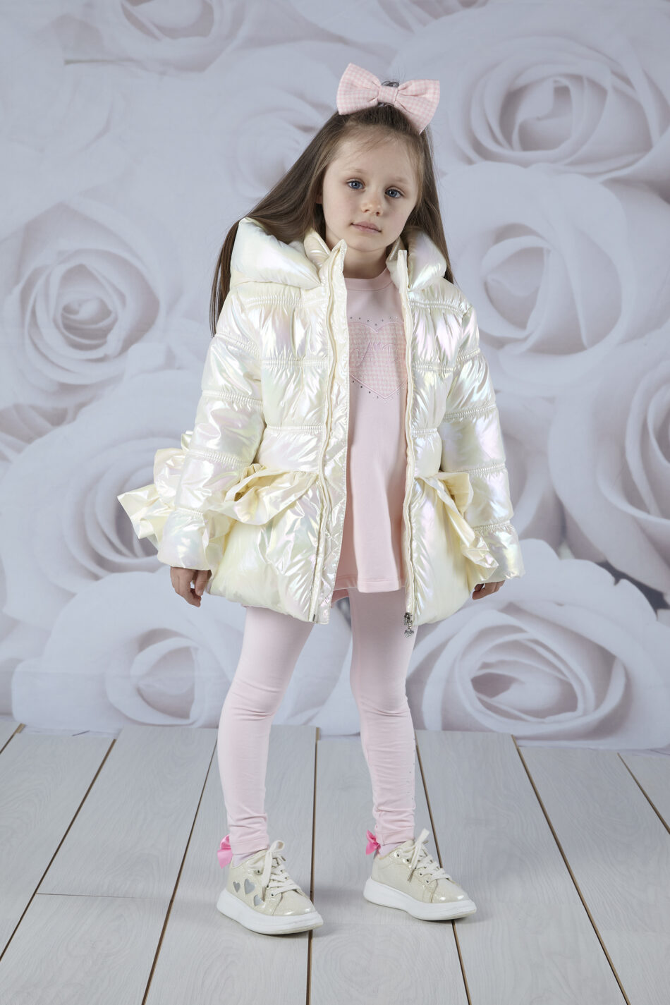 A'dee Amy Peony Dreams witte glimmende winterjas model1