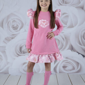 A'dee Anastasia Peony Dreams donker roze jurk met gave details model 1
