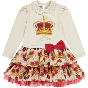 A'dee Clara A'dee Queen jurk met kroon print en details
