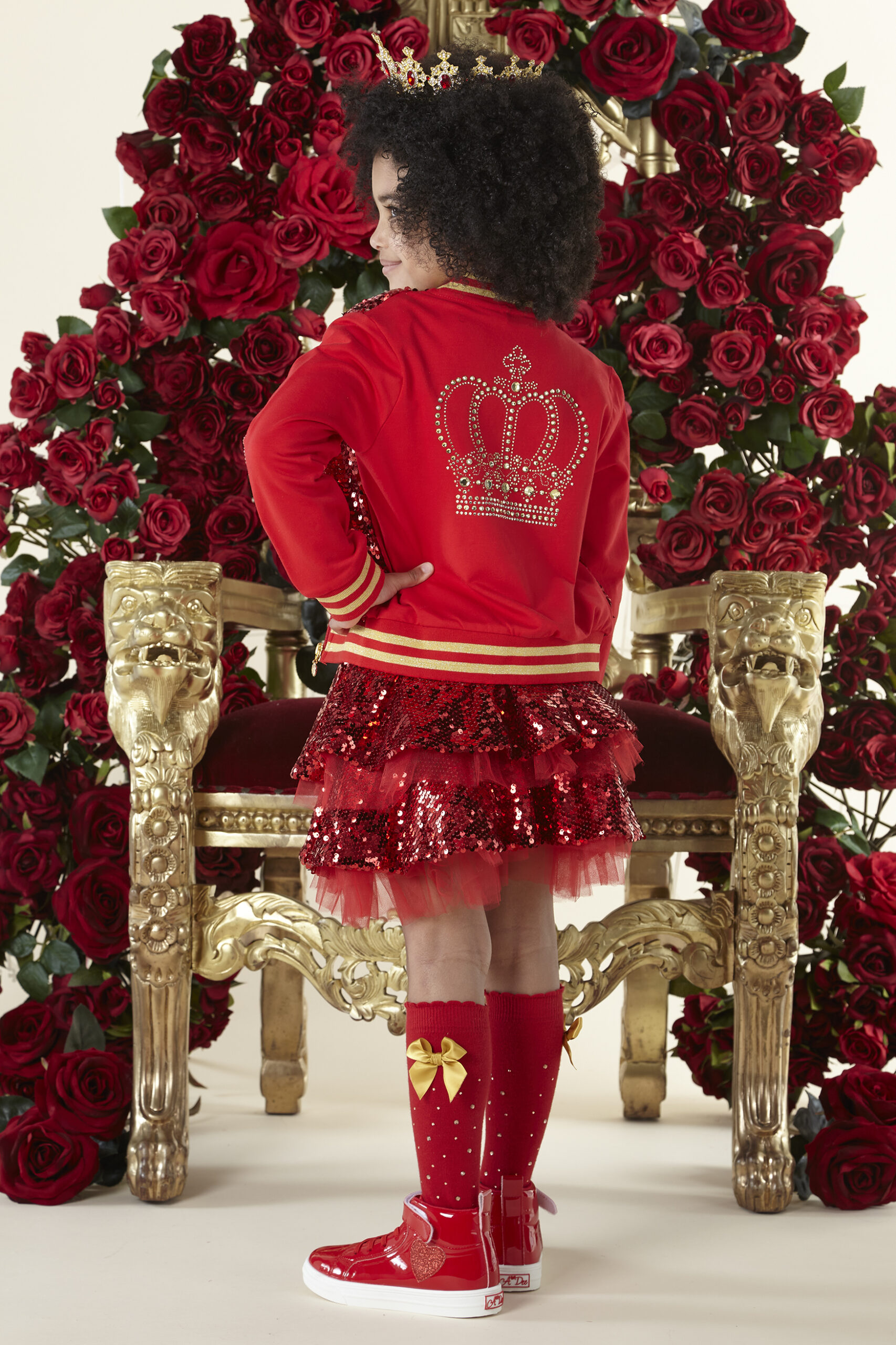 A’dee Crystal A’dee Queen rood vest met pailletten en grote kroon model 2