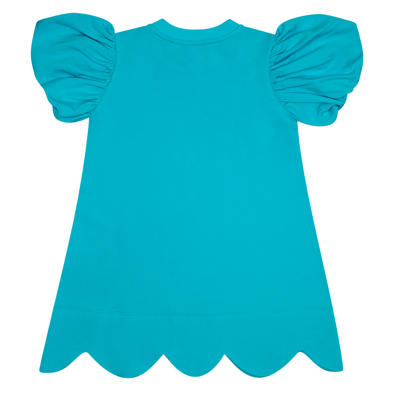 A’dee Olympia blauwe jurk met schelp print achterkant
