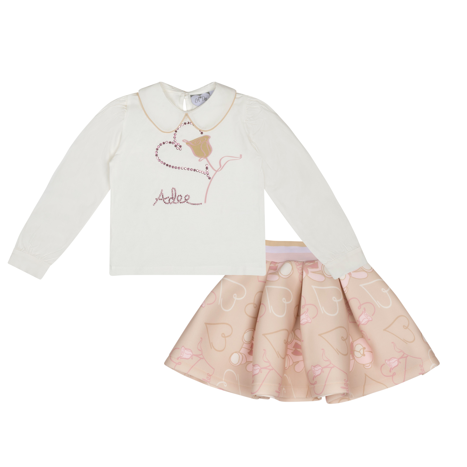 A'dee Star beige teddy print rok setje set