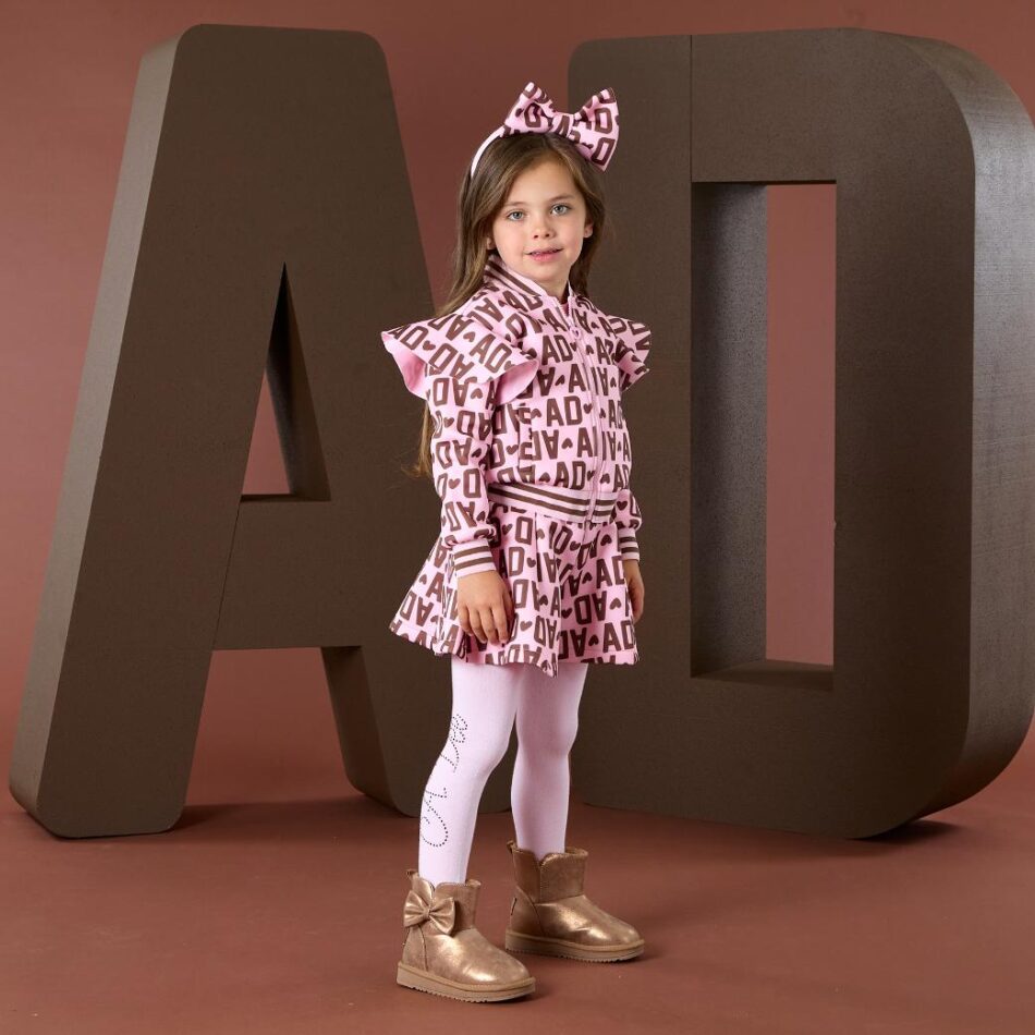 A'Dee melody logo print bomber jas (chocolate brown)