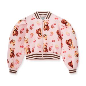 A'Dee lisette beer print bomber jasje (pink fairy) - Afbeelding 3