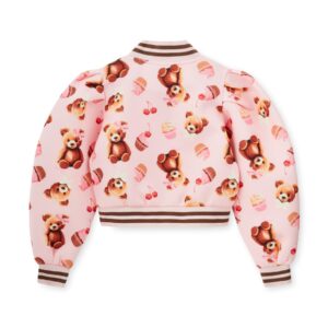 A'Dee lisette beer print bomber jasje (pink fairy) - Afbeelding 4