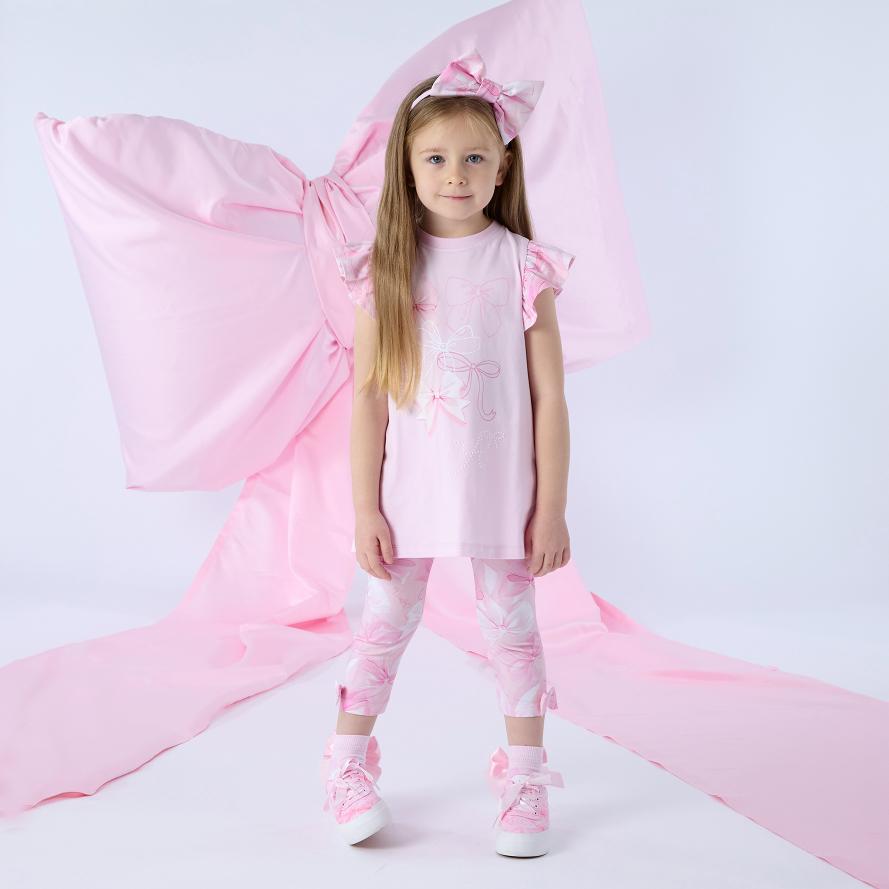 A'Dee Ria leggingset met strikprint contrasterende ruginzet (pink ...