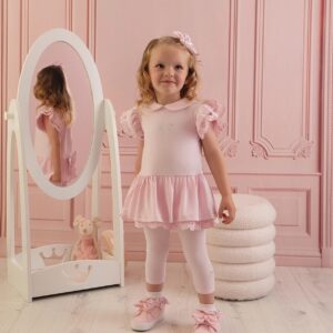 Little A Orellia engels borduurwerk leggingset (Pink Blossom)