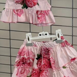 PHI 2-delig setje roze met roosjes