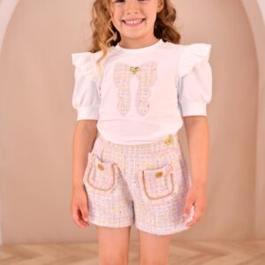 Angels Face Nessa strik top & tweed korte broek set