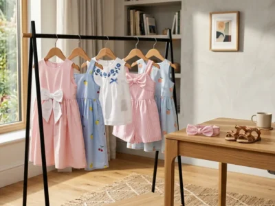 Een overzicht van vrolijke en perfect afgestemde outfits uit de nieuwste A'Dee kleding zomercollectie.